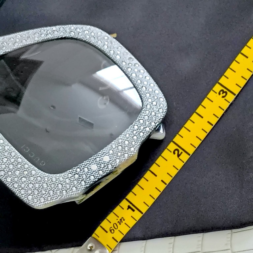 Rare HOT Gucci "GRAY COLOR" Swarovski Rhinestones Square Sunglasses GG0048/S - Picture 12 of 16